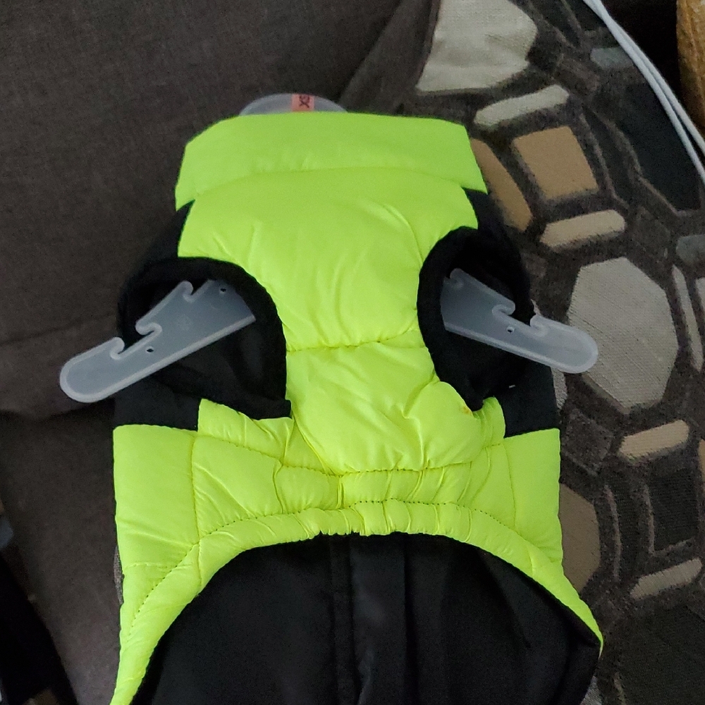 Wag N Woof Neon Yellow and Black Dog Jacket - Picture 2 of 4